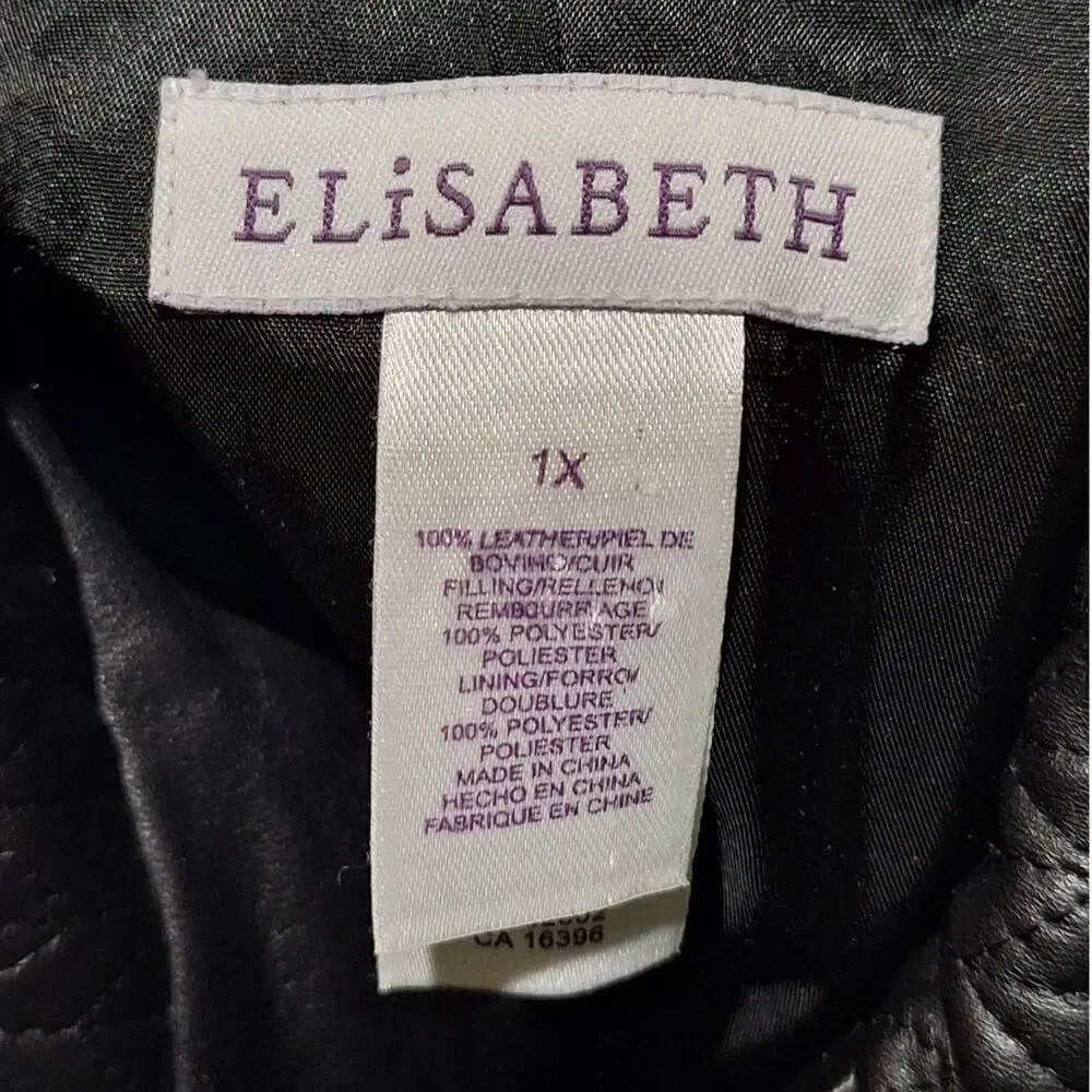 Elisabeth Leather Suit Jacket Blazer Women 1X Collared Quilted Corpcore GirlBoss